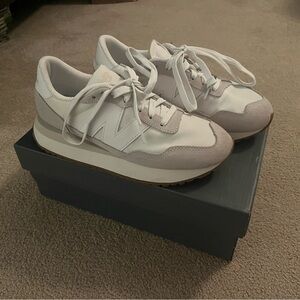 New Balance White and Gray Sneakers